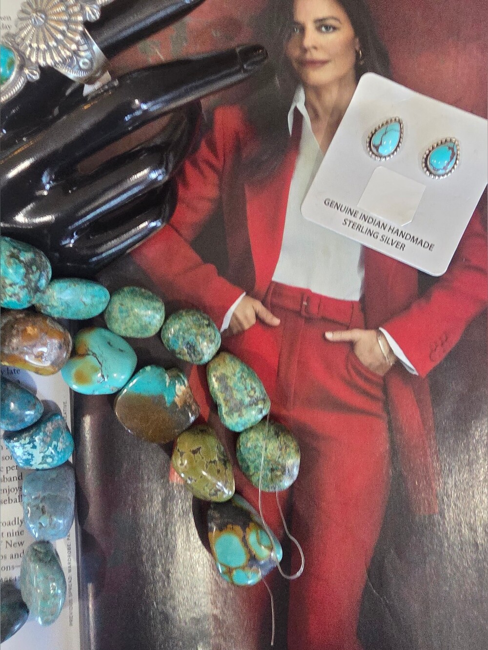 Handmade Native ~ Sterling Silver Turquoise Stud Earrings #8 Turquoise